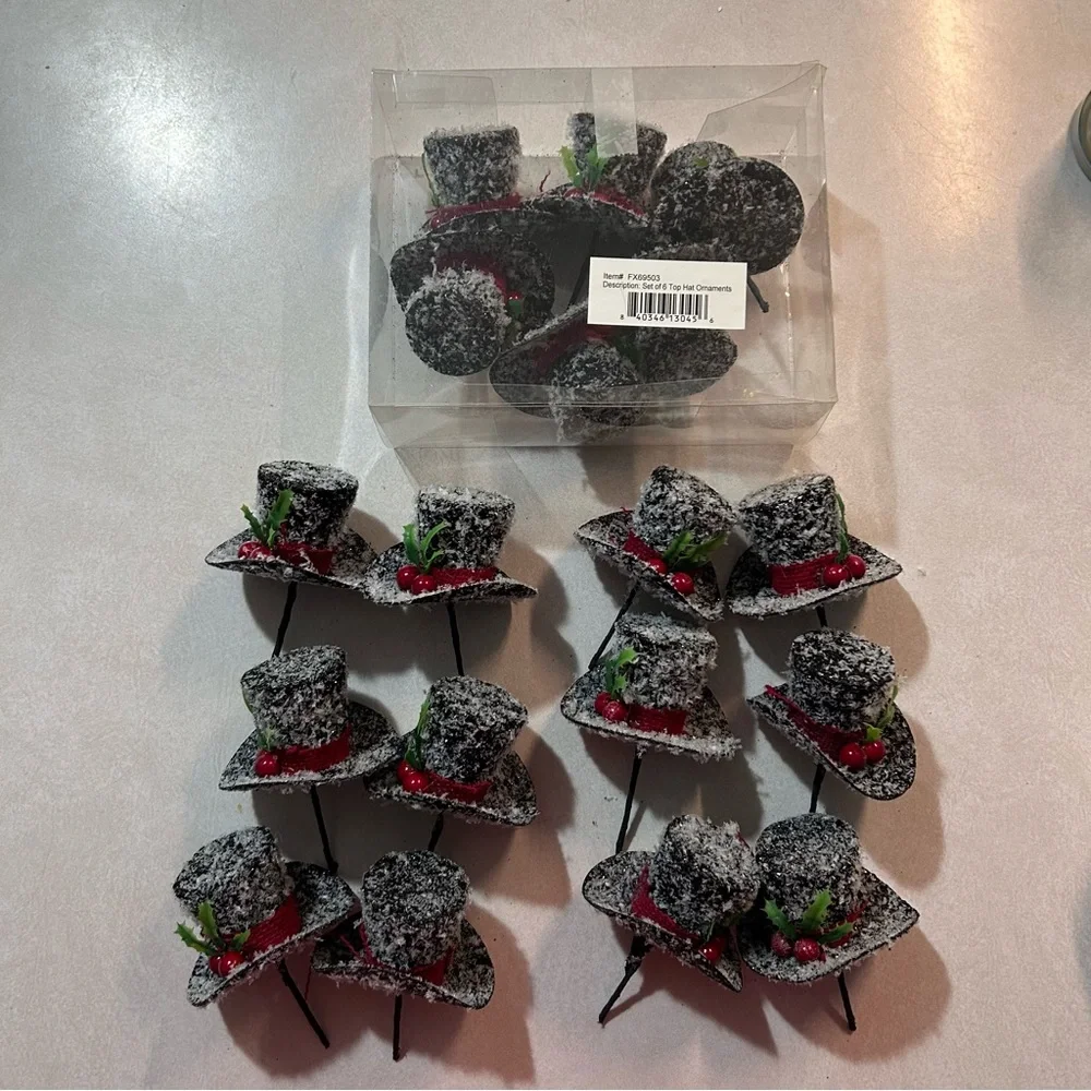 NWOT‎ TOP HAT CHRISTMAS TREE PICKS 3 SETS OF 6